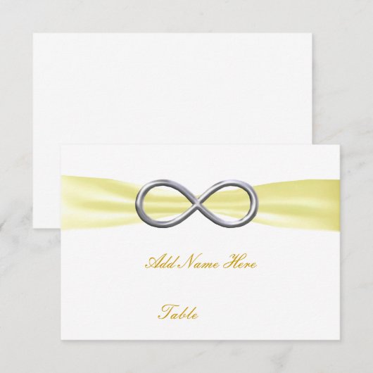 Carte de table de mariage à l'infini jaune (Devant / Derrière)