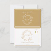 Carte de table de mariage à monogramme à couronne (Devant)