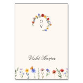 Carte de table de mariage à monogramme fleur sauva (Par défaut)