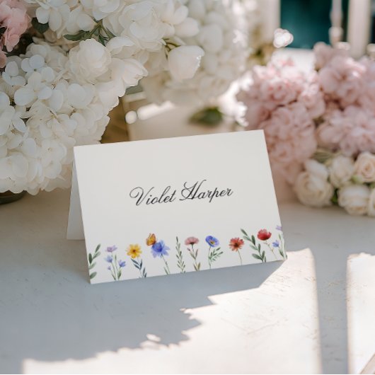 Carte de table de mariage à monogramme fleur sauva