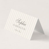 Carte de table de mariage à rayures taupe minimale (Front)
