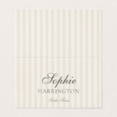Carte de table de mariage à rayures taupe minimale (Outside Unfolded)