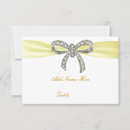 Carte de table de mariage à ruban diamant jaune (Devant)
