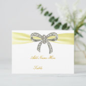 Carte de table de mariage à ruban diamant jaune (Debout devant)