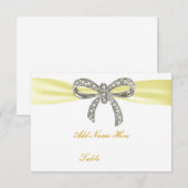 Carte de table de mariage à ruban diamant jaune (Devant / Derrière)