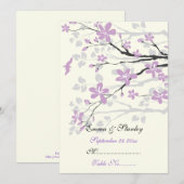 Carte de table de mariage aux fleurs de magnolia v (Devant / Derrière)