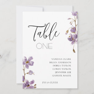 Carte de table de mariage aux orchidées aquarelles