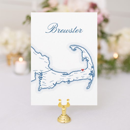 Carte de table de mariage avec carte de Brewster C