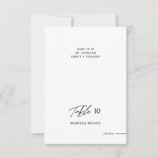 Carte de table de mariage avec nom et choix de rep (Devant)