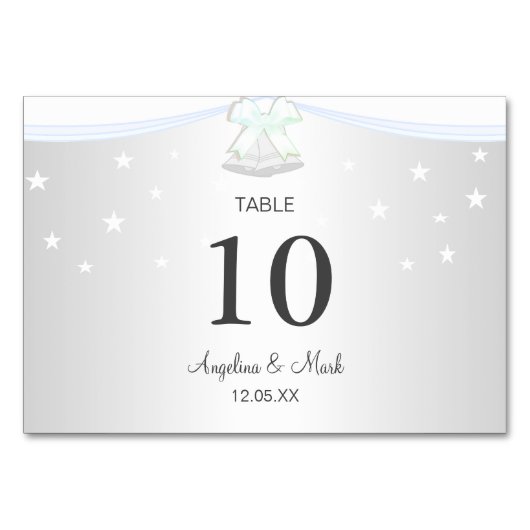 Carte de table de mariage blanc argenté (Devant)