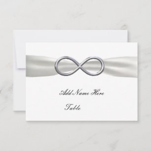 Carte de table de mariage blanc infini argent