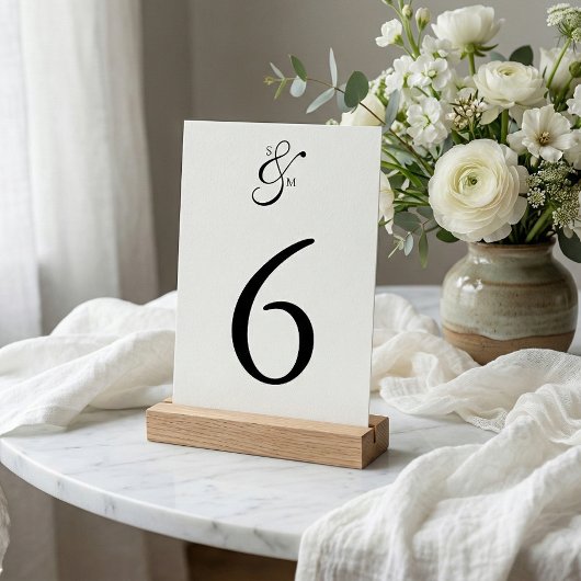 Carte de table de mariage blanche élégante classiq