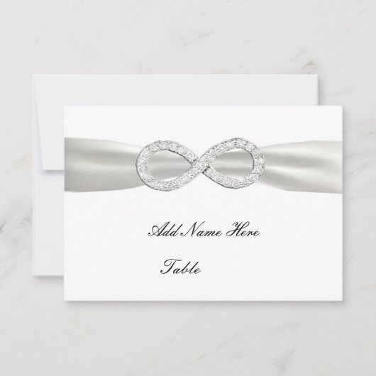 Carte de table de mariage blanche infinie diamanté (Devant)
