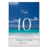 Carte de table de mariage Blue Beach Cartes de pla (Dos)