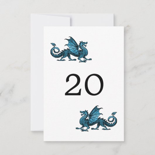 Carte de table de mariage Blue Dragon (Devant)