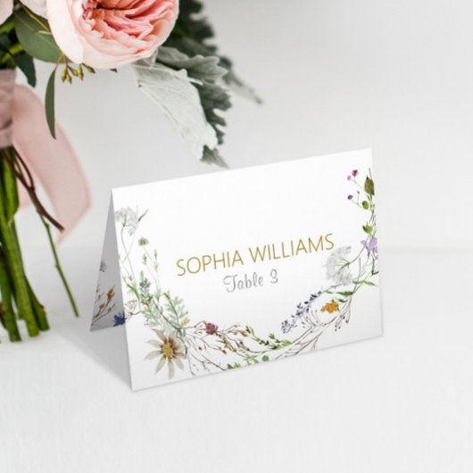 Carte de table de mariage Boho Wildflowers