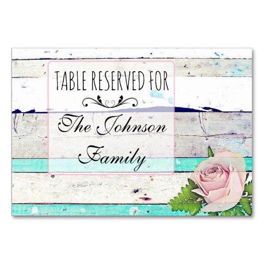 Carte de Table de Mariage Bois Rustique Shabby Vin (Devant)