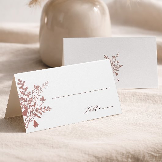 Carte de table de mariage botanique rose poussiére