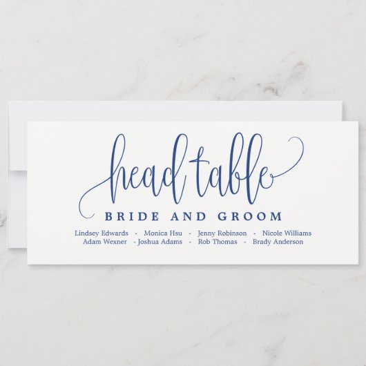 Carte de Table de Mariage - Calligraphie Charmante (Devant)
