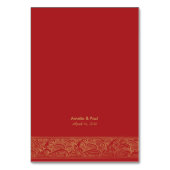 Carte de table de mariage chinois Double Happiness (Dos)