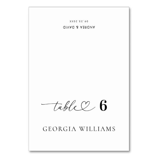 Carte de table de mariage coeur nom invité modifia (Par défaut)