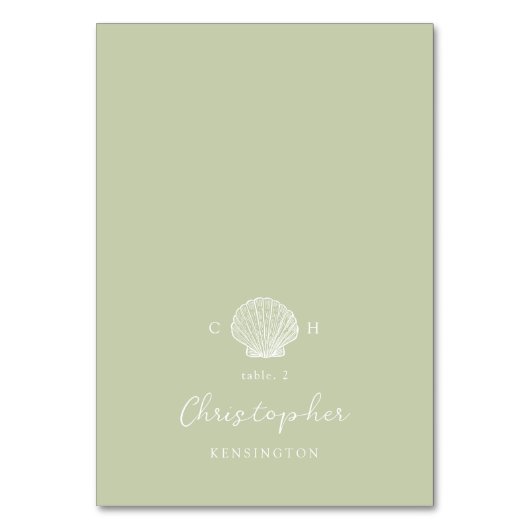 Carte de table de mariage côtière vert sauge Coqui (Par défaut)