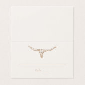 Carte de table de mariage crâne de vache boho dése (Outside Unfolded)