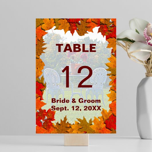 Carte de table de mariage d'automne Prairie d'amou