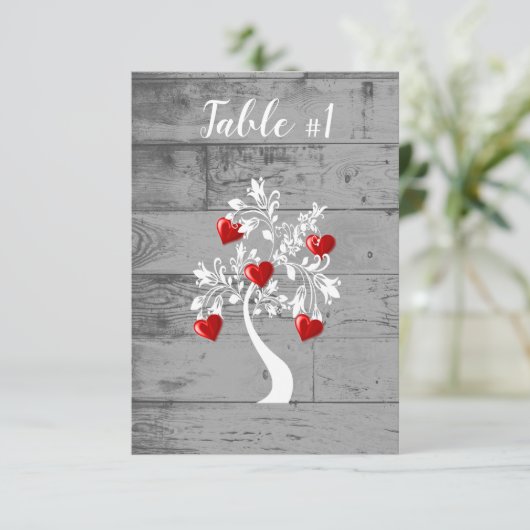 Carte de table de mariage de l'Arbre rouge des coe (Debout devant)