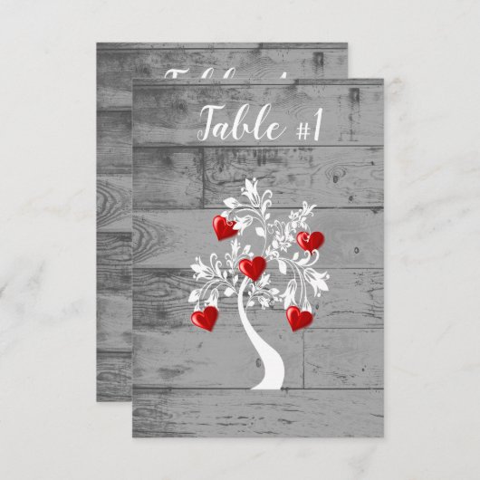 Carte de table de mariage de l'Arbre rouge des coe (Devant / Derrière)