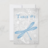 Carte de table de mariage de libellules bleues (Devant)