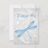 Carte de table de mariage de libellules bleues (Dos)