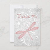 Carte de table de mariage de libellules roses (Dos)
