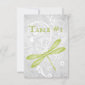 Carte de table de mariage de libellules vertes (Devant)