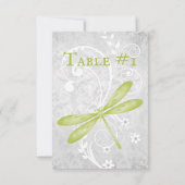 Carte de table de mariage de libellules vertes (Dos)