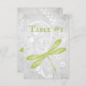 Carte de table de mariage de libellules vertes (Devant / Derrière)