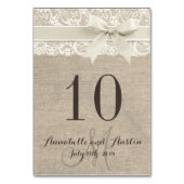 Carte de table de Mariage de ruban en dentelle de  (Dos)