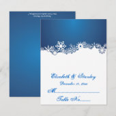 Carte de table de mariage d'hiver bleu flocon de n (Devant / Derrière)
