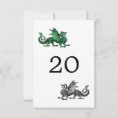 Carte de Table de Mariage Dragon Argent Vert (Dos)