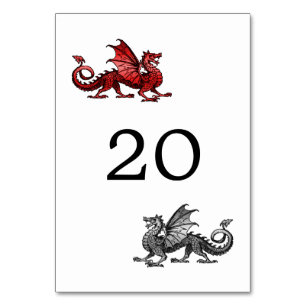 Carte de table de mariage Dragon Argenté Rouge