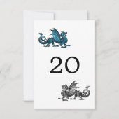 Carte de table de mariage Dragon Bleu Argent (Dos)