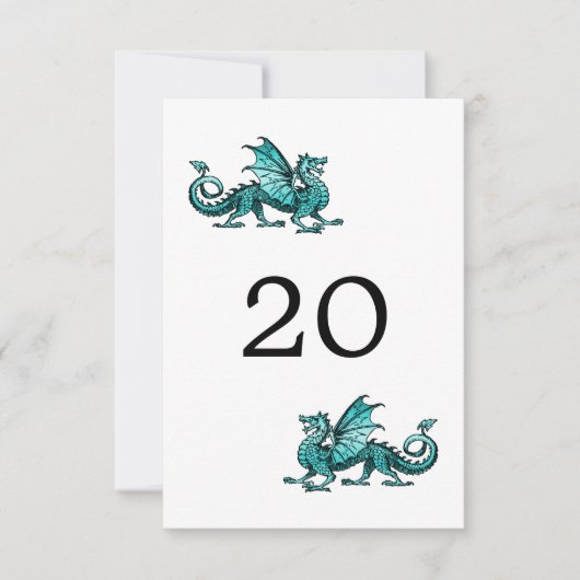 Carte de table de mariage Dragon de Teal (Devant)