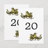 Carte de table de mariage Dragon d'Or (Devant / Derrière)