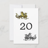 Carte de table de mariage Dragon Or Argent (Devant)