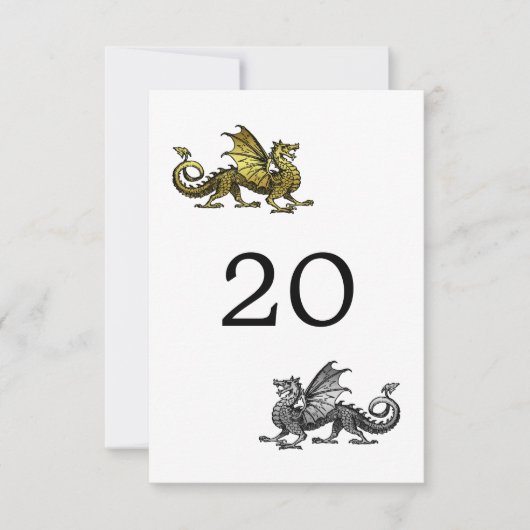 Carte de table de mariage Dragon Or Argent (Devant)