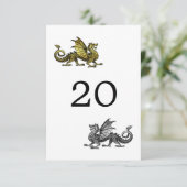 Carte de table de mariage Dragon Or Argent (Debout devant)