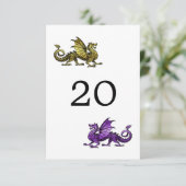 Carte de Table de Mariage Dragon Or Pourpre (Debout devant)