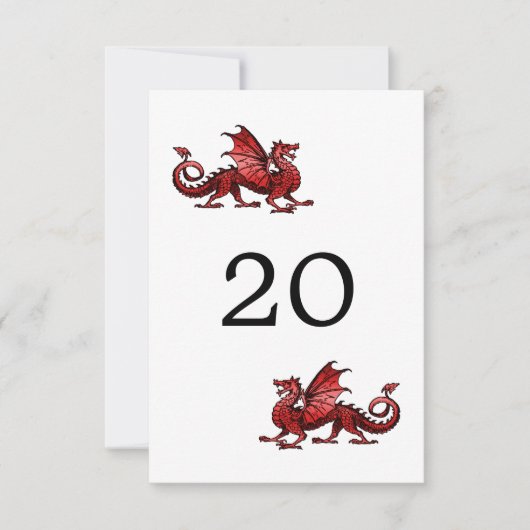 Carte de table de mariage Dragon Rouge (Devant)