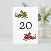 Carte de table de mariage Dragon Rouge Or (Debout devant)
