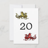 Carte de table de mariage Dragon Rouge Or (Dos)